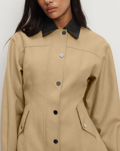 Veronica Beard | Talla Peplum Jacket in Tan Sand Sand