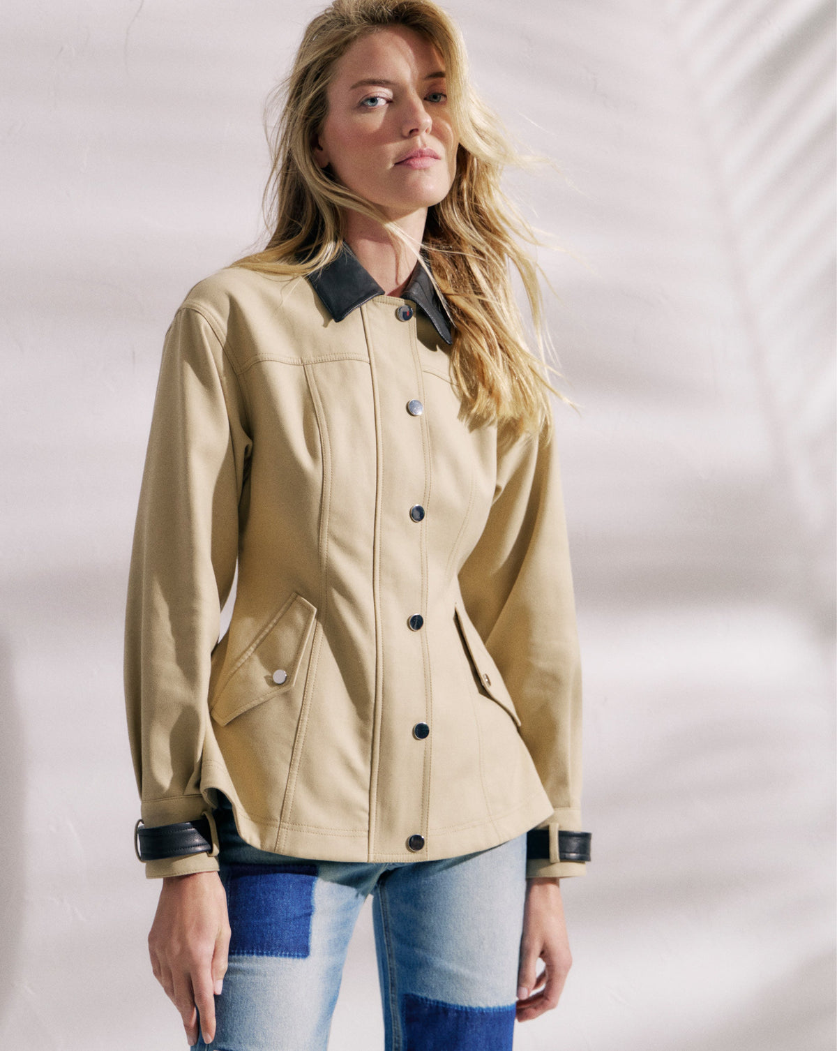 Veronica Beard | Talla Peplum Jacket in Tan Sand Sand