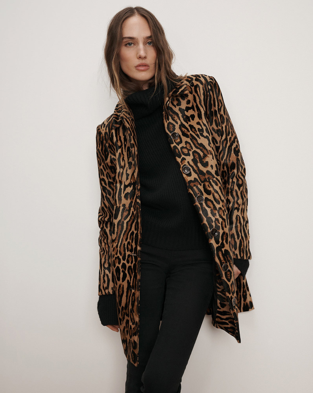 Veronica Beard | Shelley Calf Hair Dickey Coat in Leopard Camel Multi Camel Multi