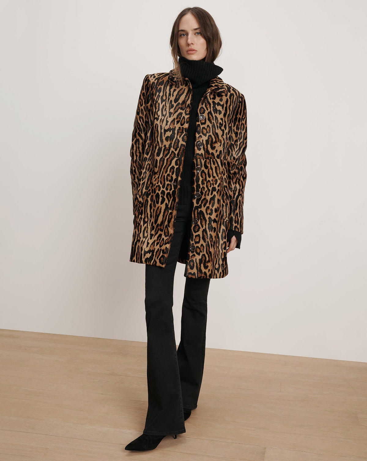 Veronica Beard | Shelley Calf Hair Dickey Coat in Leopard Camel Multi Camel Multi