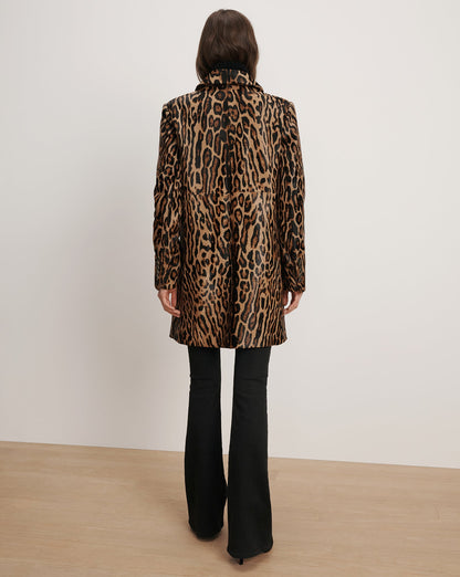 Veronica Beard | Shelley Calf Hair Dickey Coat in Leopard Camel Multi Camel Multi