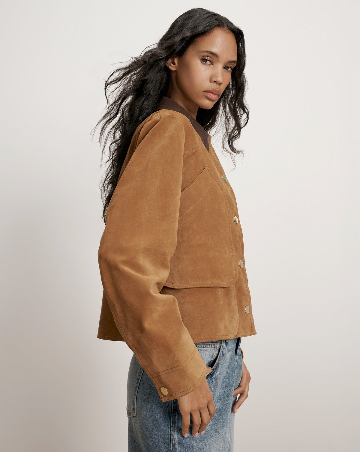 Veronica Beard | Walters Suede Cropped Jacket in Whisky Whisky