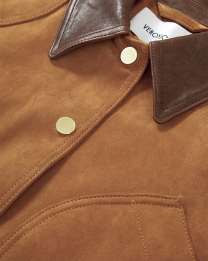 Veronica Beard | Walters Suede Cropped Jacket in Whisky Whisky