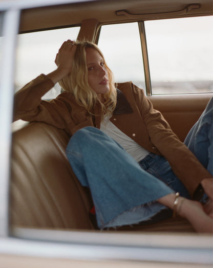 Veronica Beard | Walters Suede Cropped Jacket in Whisky Whisky