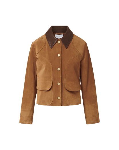 Veronica Beard | Walters Suede Cropped Jacket in Whisky Whisky