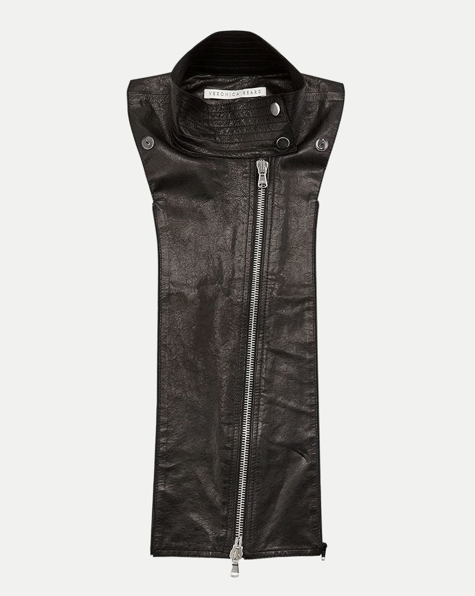 Veronica Beard | Lambskin Leather Moto Dickey Black