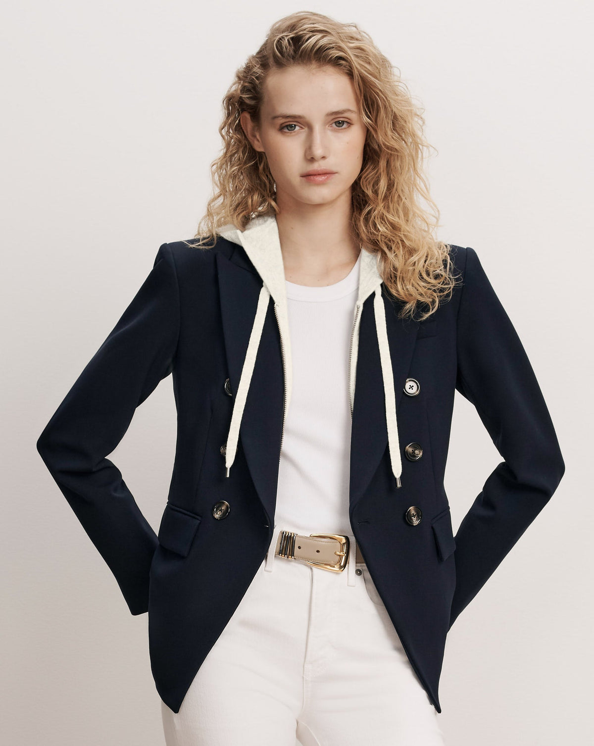 Veronica Beard | Cashmere Hoodie Dickey in Ivory Ivory