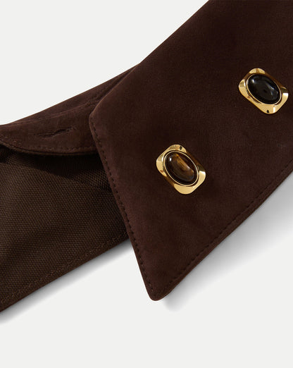 Veronica Beard | Suede Cabochon Collar in Dark Brown Espresso Espresso