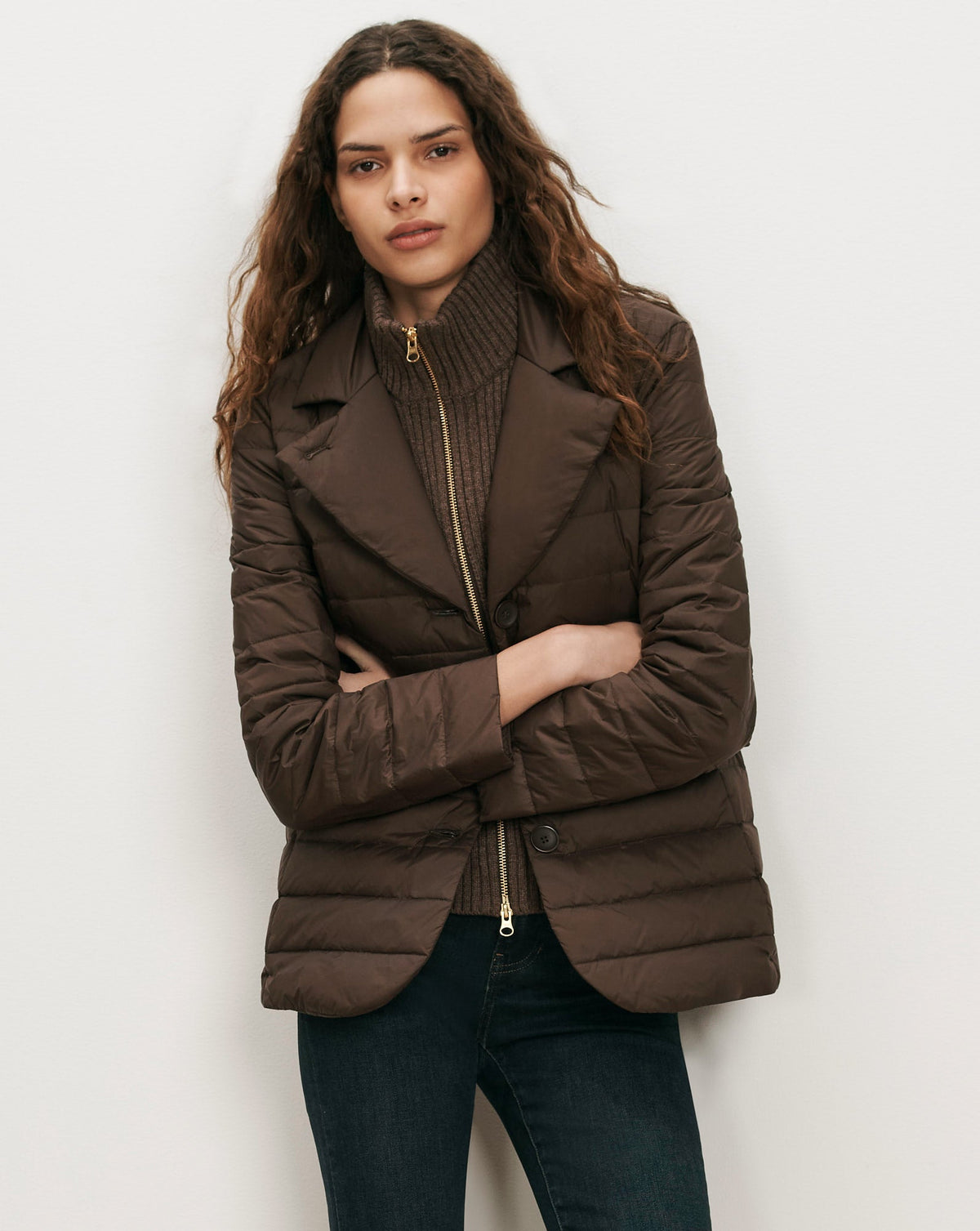 Veronica Beard | Turtleneck Dickey Insert in Espresso Dark Brown Espresso