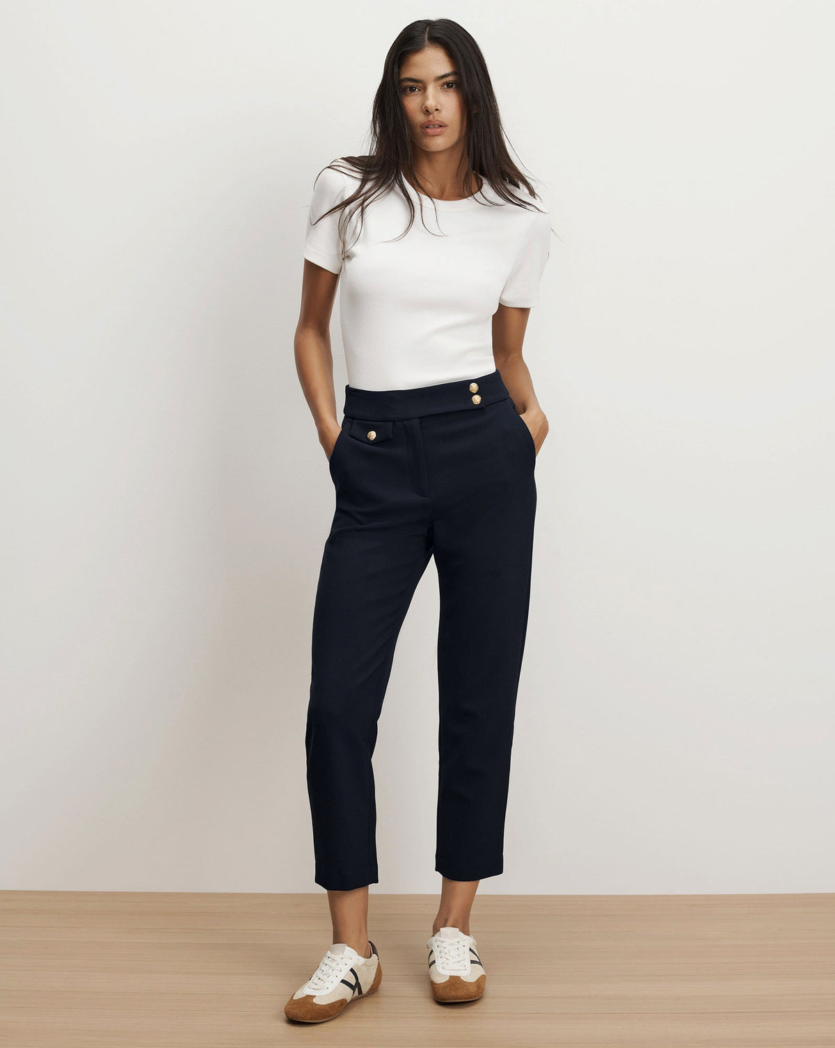 Veronica Beard | Renzo Slim-Leg Pant Navy/Gold