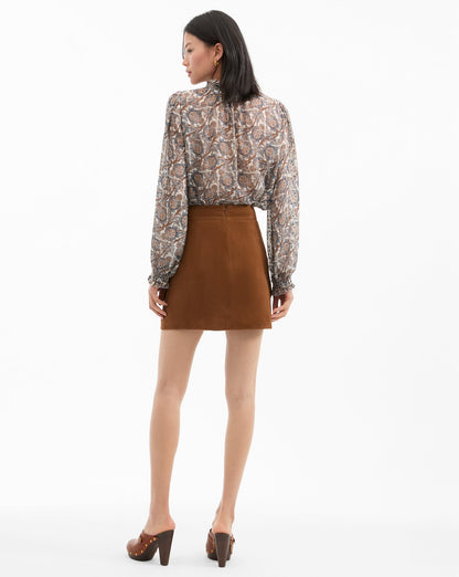 Veronica Beard | Norwood Suede Mini Skirt in Brown Whisky