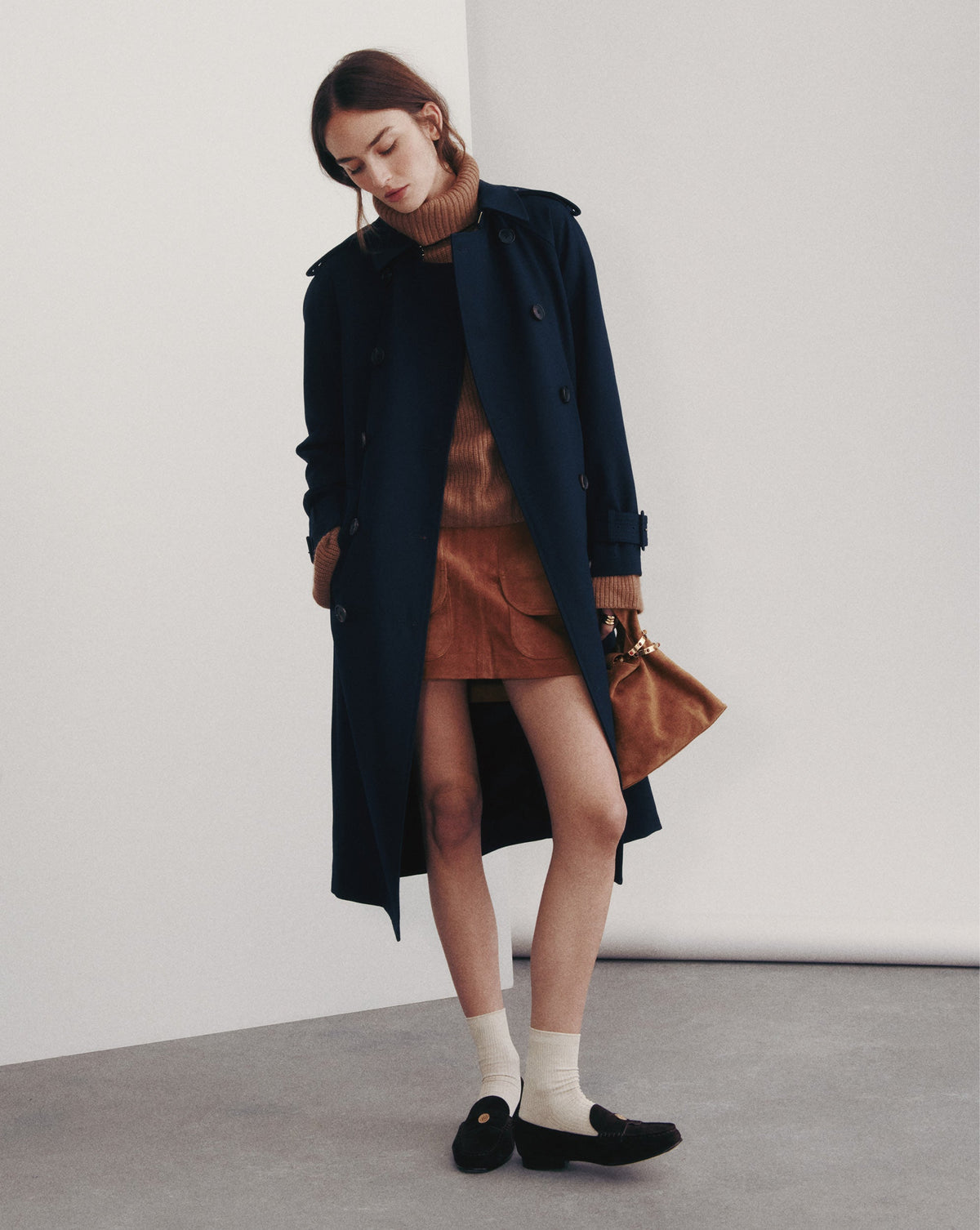 Veronica Beard | Norwood Suede Mini Skirt in Brown Whisky