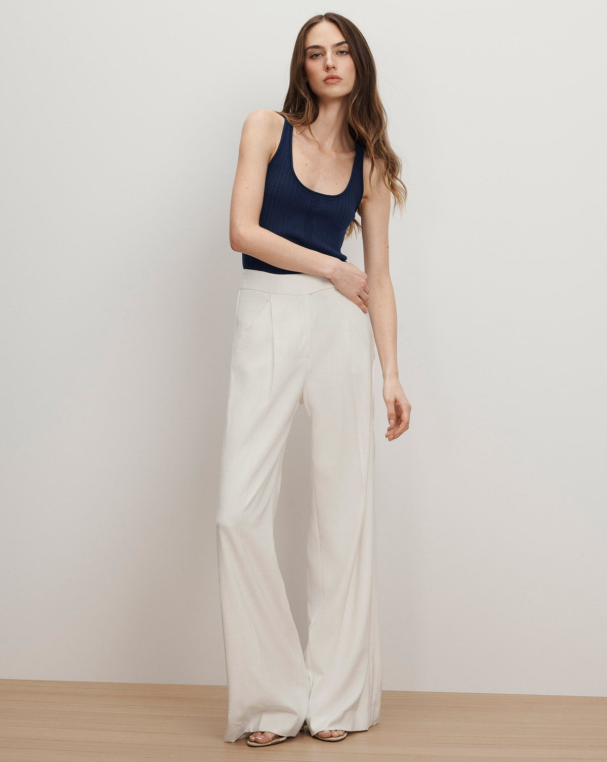 Veronica Beard | Marbeau Wide-Leg Trouser Pant in Dove White Dove White