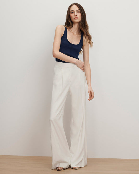 Veronica Beard | Marbeau Wide-Leg Trouser Pant in Dove White Dove White