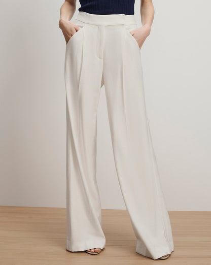 Veronica Beard | Marbeau Wide-Leg Trouser Pant in Dove White Dove White