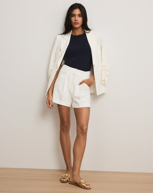 Veronica Beard | Marbeau Pleated Short in Dove White Dove White