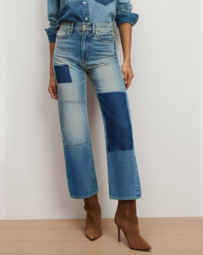 Veronica Beard | Dylan Patchwork Straight-Leg Jean in Time Lapse Time Lapse