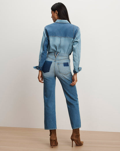 Veronica Beard | Dylan Patchwork Straight-Leg Jean in Time Lapse Time Lapse