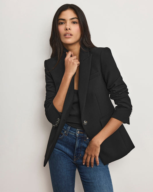 Veronica Beard | Miller Single-Breasted Dickey Jacket Blazer in Black Black