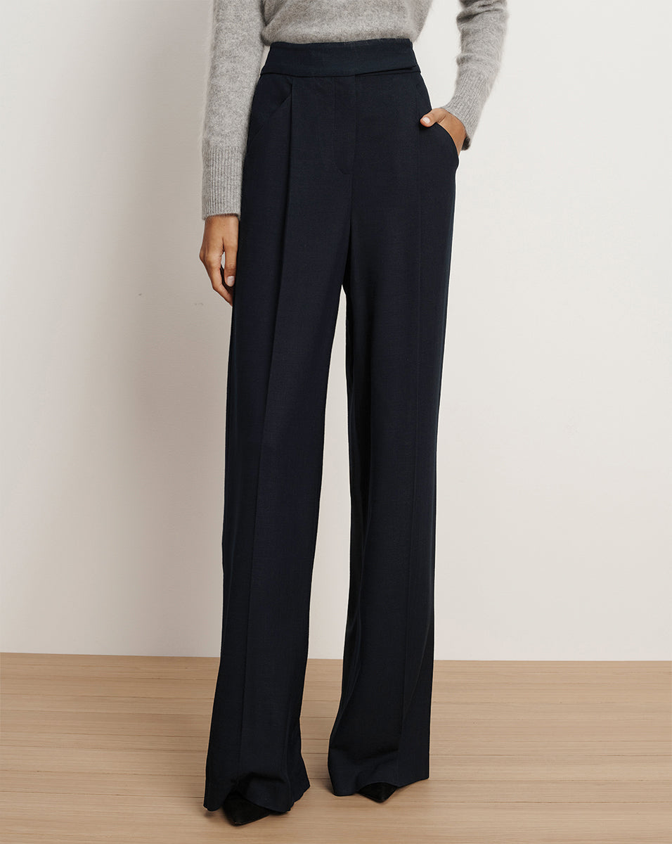Veronica Beard | Marbeau Wide-Leg Pant in Navy Navy