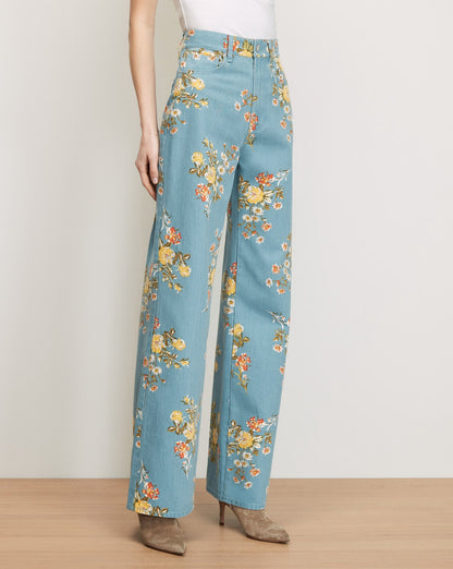 Veronica Beard | Taylor Floral Wide-Leg Jean in Garden Bouquet Garden Bouquet