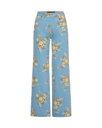 Veronica Beard | Taylor Floral Wide-Leg Jean in Garden Bouquet Garden Bouquet