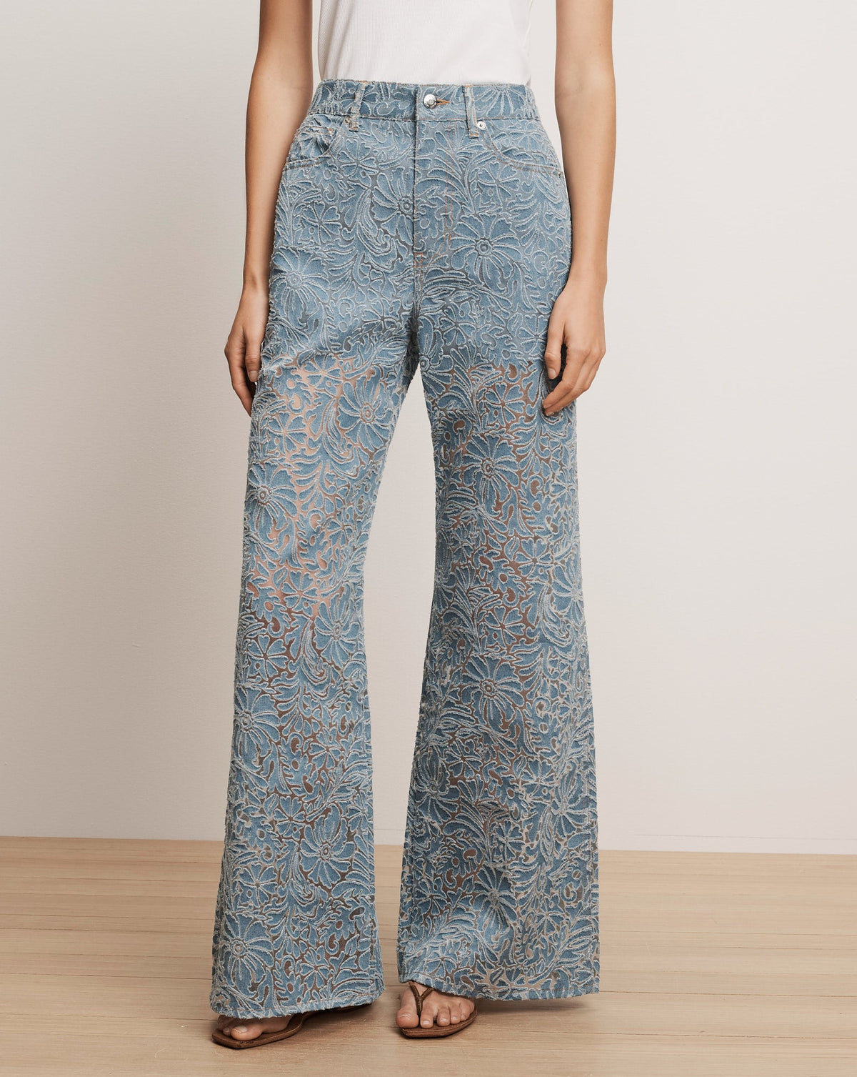 Veronica Beard | Taylor Burnout Wide-Leg Jean in Lakeshore Lakeshore