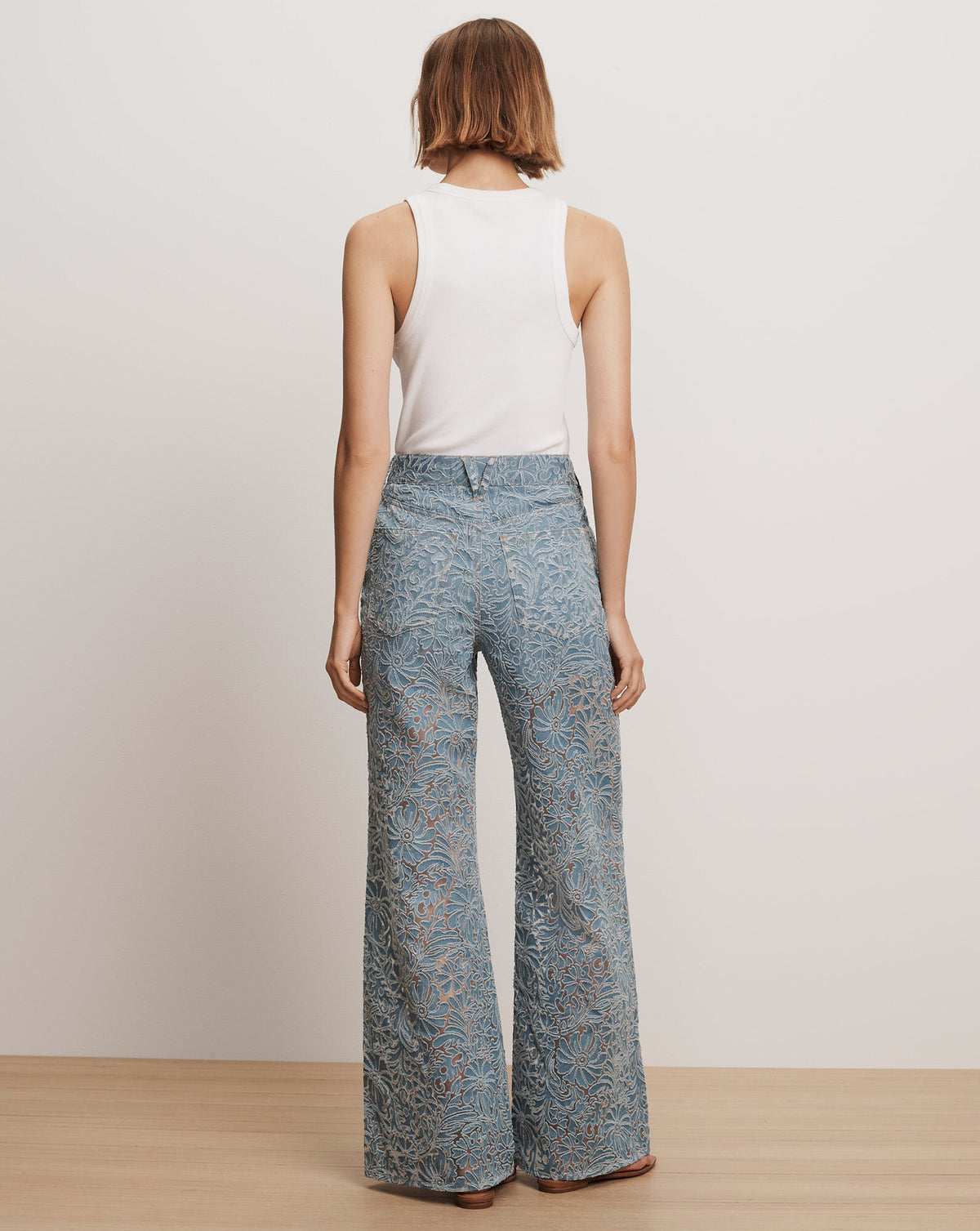 Veronica Beard | Taylor Burnout Wide-Leg Jean in Lakeshore Lakeshore