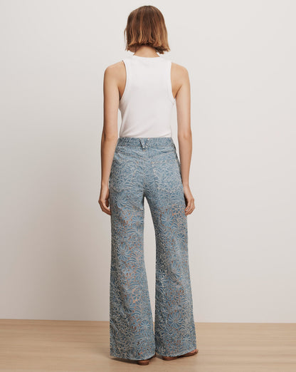 Veronica Beard | Taylor Burnout Wide-Leg Jean in Lakeshore Lakeshore