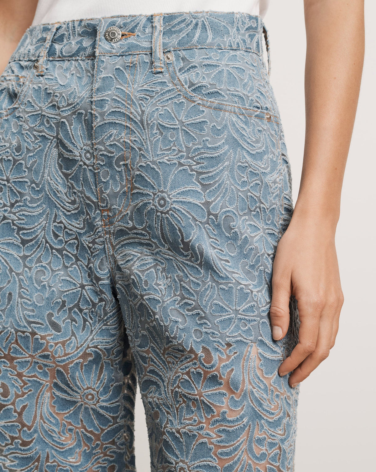 Veronica Beard | Taylor Burnout Wide-Leg Jean in Lakeshore Lakeshore