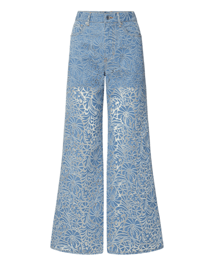 Veronica Beard | Taylor Burnout Wide-Leg Jean in Lakeshore Lakeshore