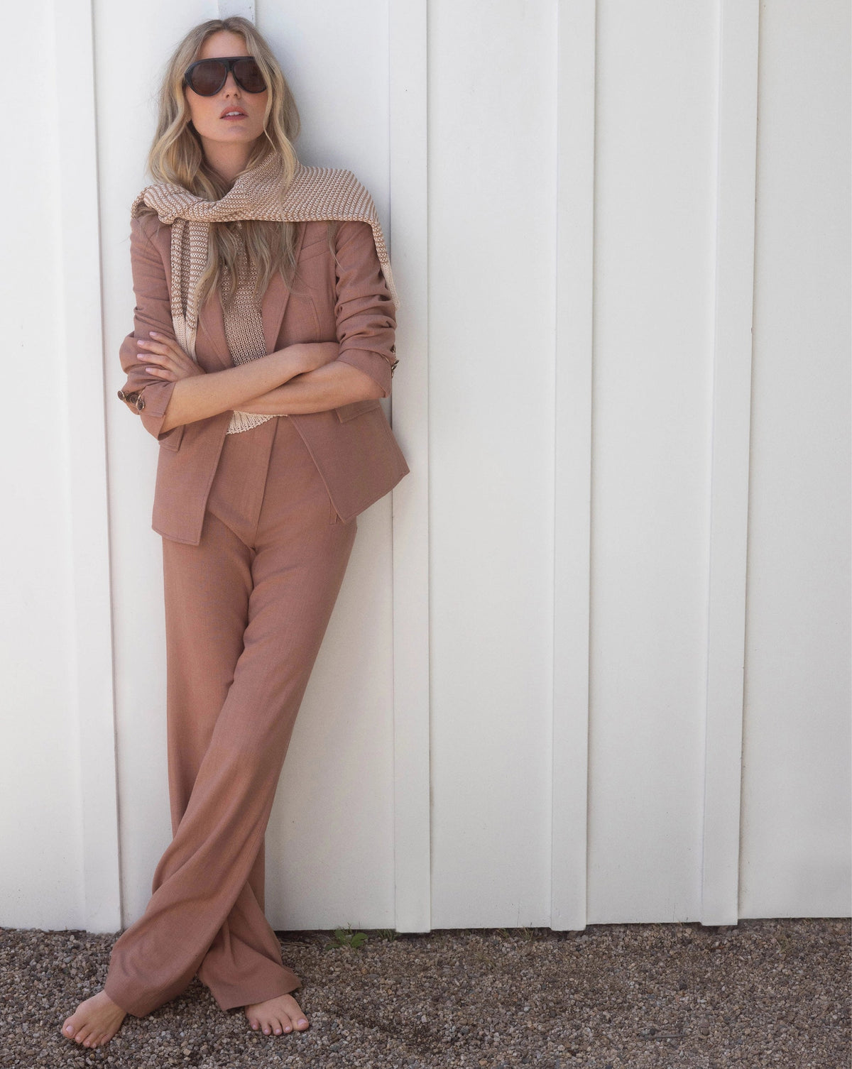 Veronica Beard | Jude Wide-Leg Pant in Chai Pink Chai