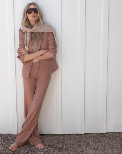 Veronica Beard | Jude Wide-Leg Pant in Chai Pink Chai
