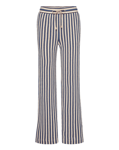 Veronica Beard | Zosia Crochet Wide-Leg Pant in Ecru & Blue Stripes Bluefin Multi Ecru Bluefin Multi