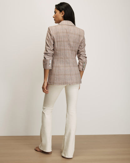 Veronica Beard | Clayton Plaid Dickey Jacket in Beige Raisin Multi Raisin Multi