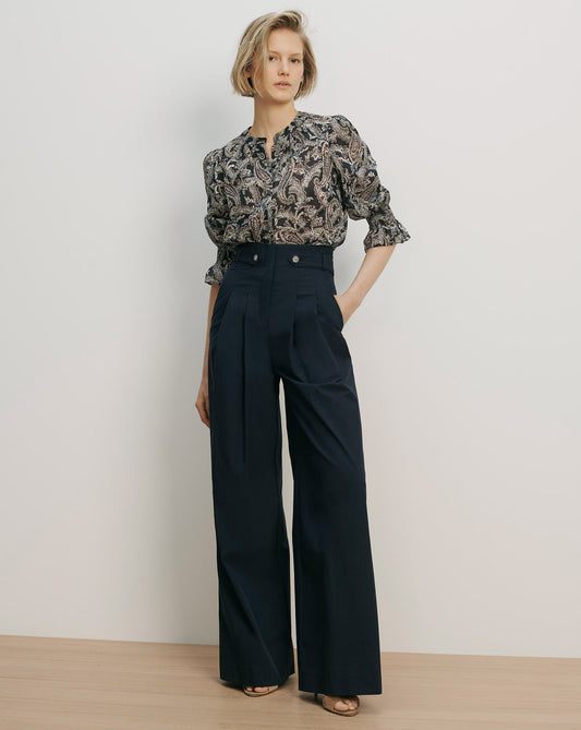 Veronica Beard | Allman Wide-Leg Pant in Navy Navy