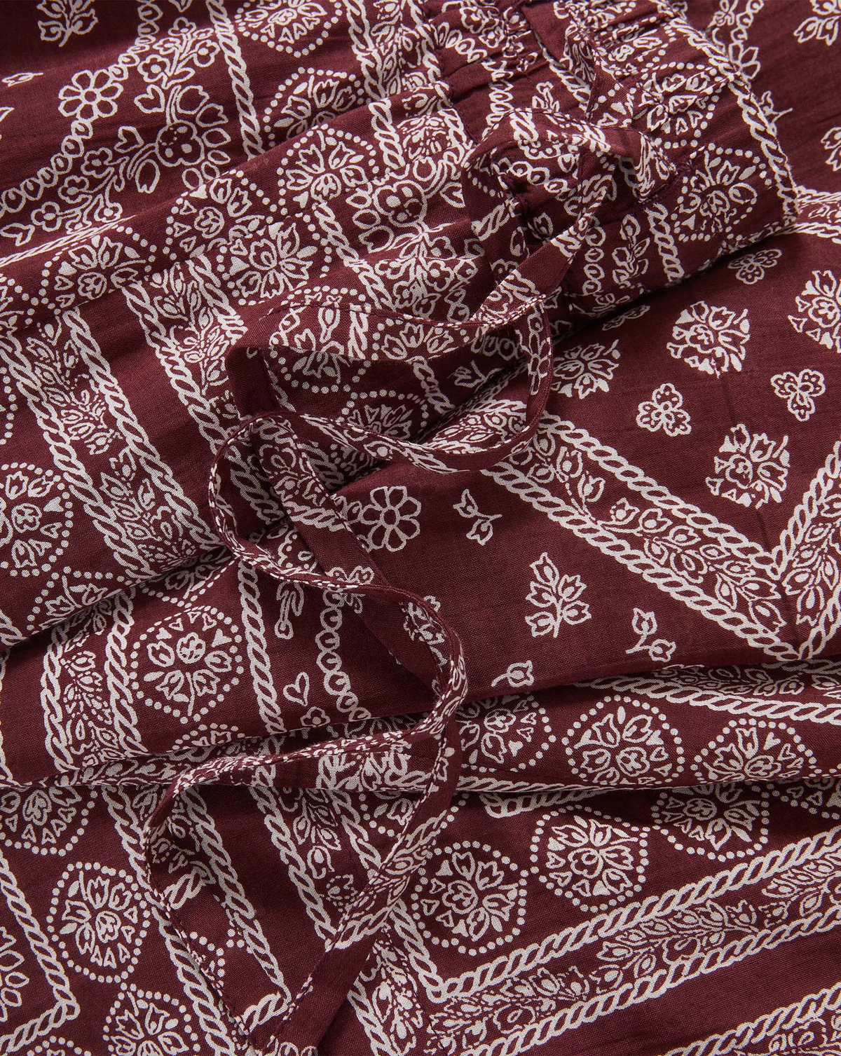 Veronica Beard | Sylvester Wide-Leg Pant in Raisin/Dove White Burgundy Bandana Print Raisin/Dove White