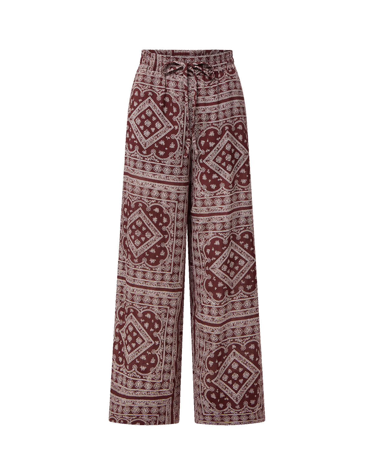 Veronica Beard | Sylvester Wide-Leg Pant in Raisin/Dove White Burgundy Bandana Print Raisin/Dove White