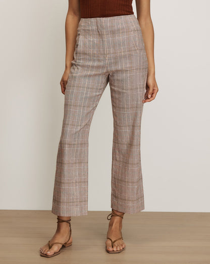 Veronica Beard | Dova Plaid Wide-Leg Pant in Burgundy Raisin Multi