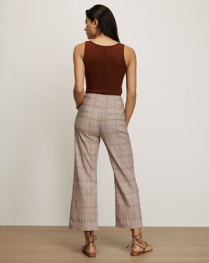 Veronica Beard | Dova Plaid Wide-Leg Pant in Burgundy Raisin Multi