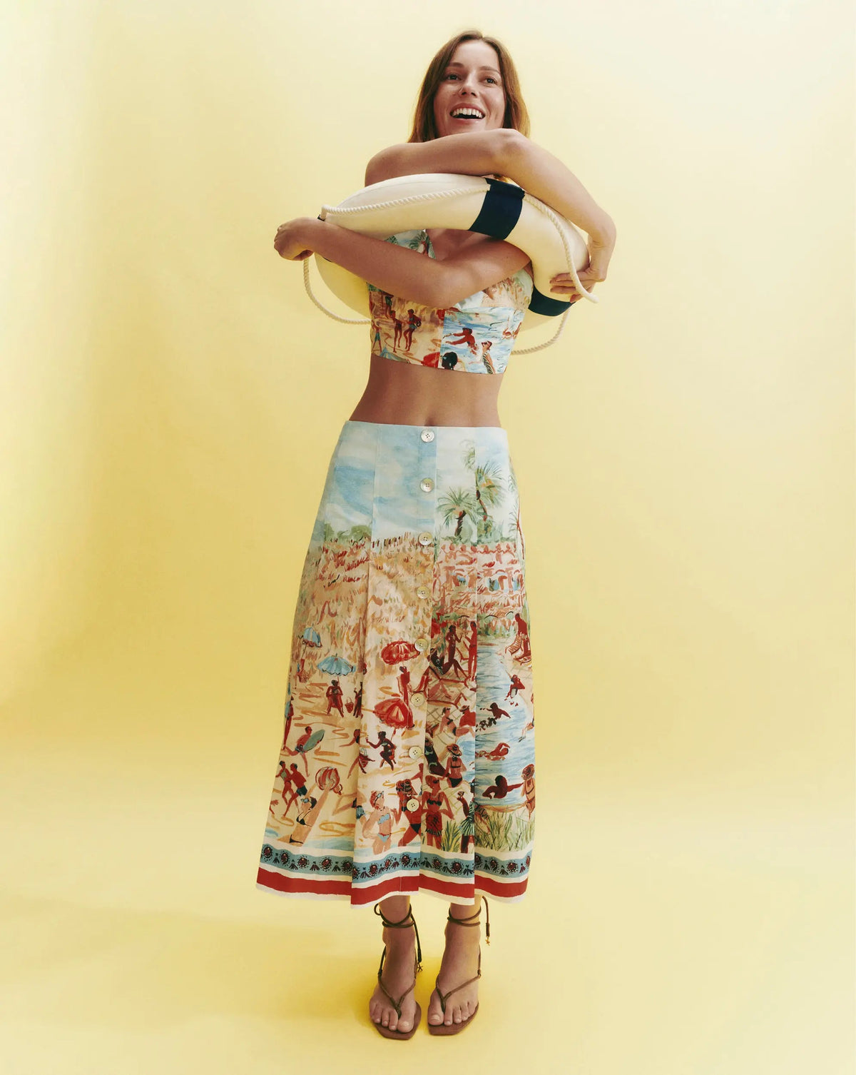 Veronica Beard | Vonette Beach Printed Tank Top in Sand Multi Sand Multi