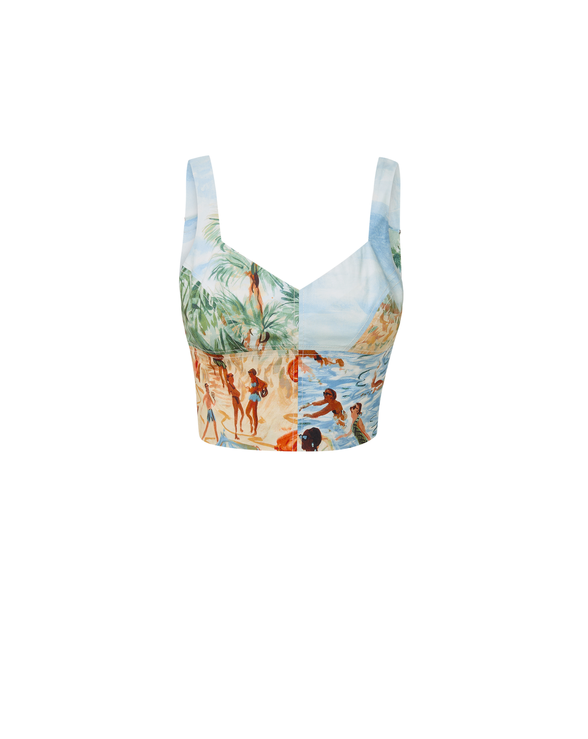 Veronica Beard | Vonette Beach Printed Tank Top in Sand Multi Sand Multi