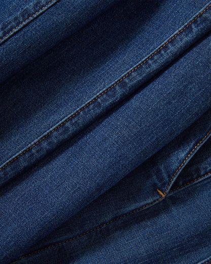 Veronica Beard | Digby Wide-Leg Chambray Pant in Dark Blue Starry Night Starry Night