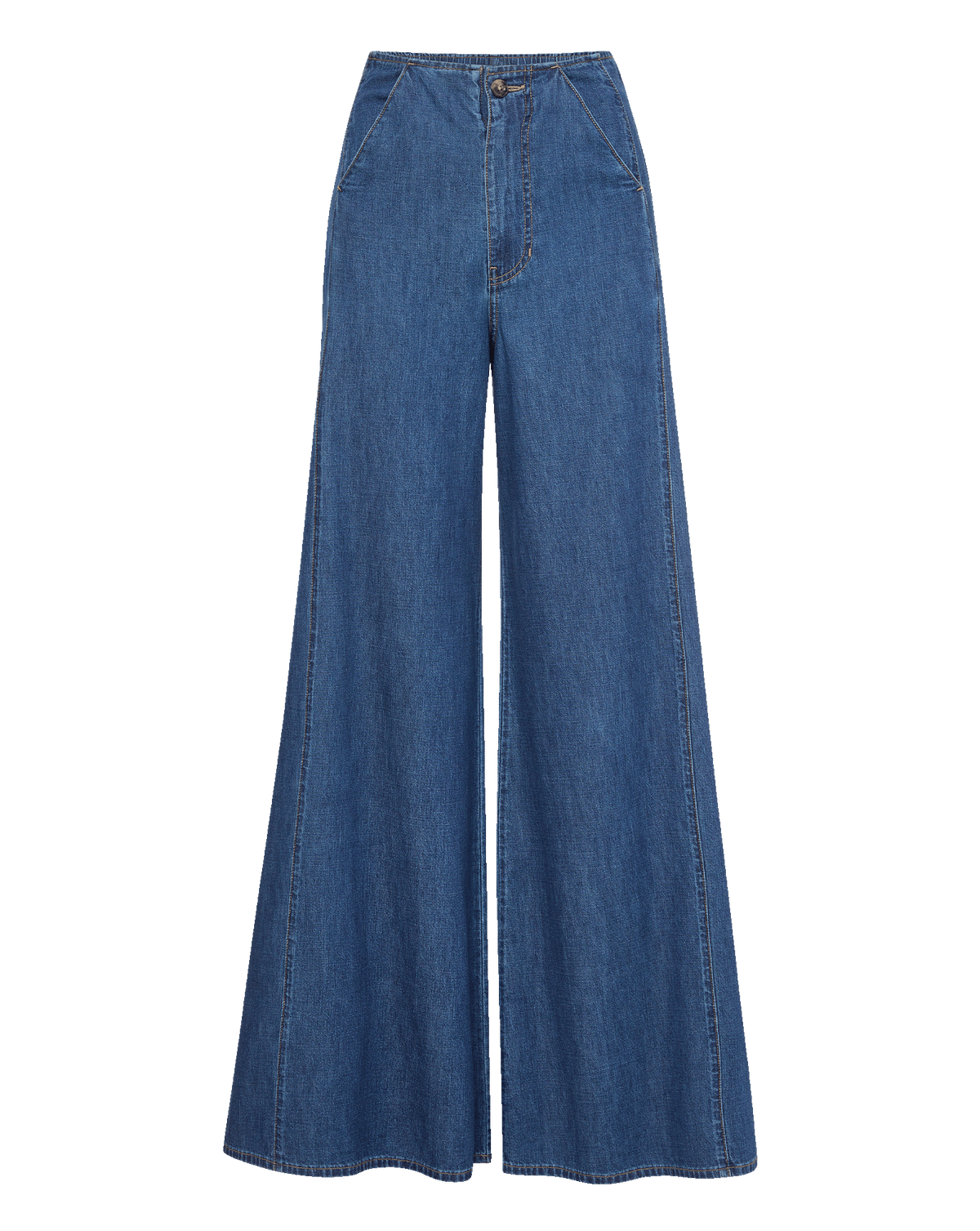 Veronica Beard | Digby Wide-Leg Chambray Pant in Dark Blue Starry Night Starry Night