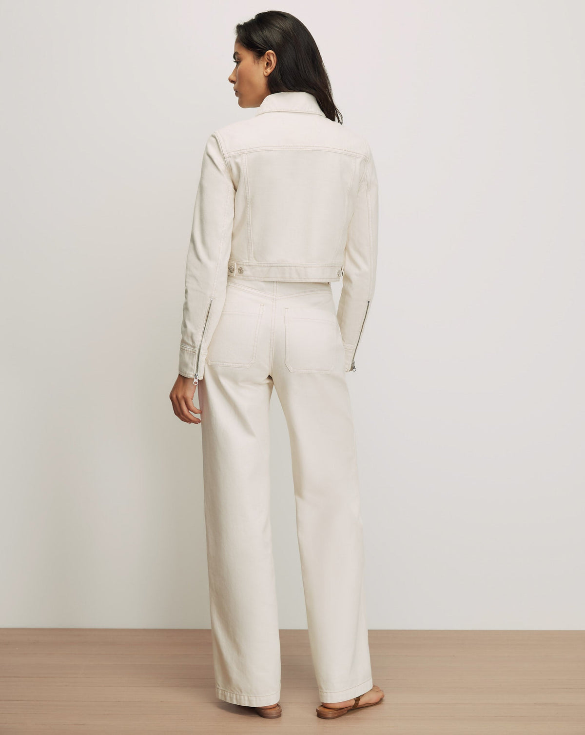 Veronica Beard | Patty Cropped Moto Jacket in Ecru Ecru
