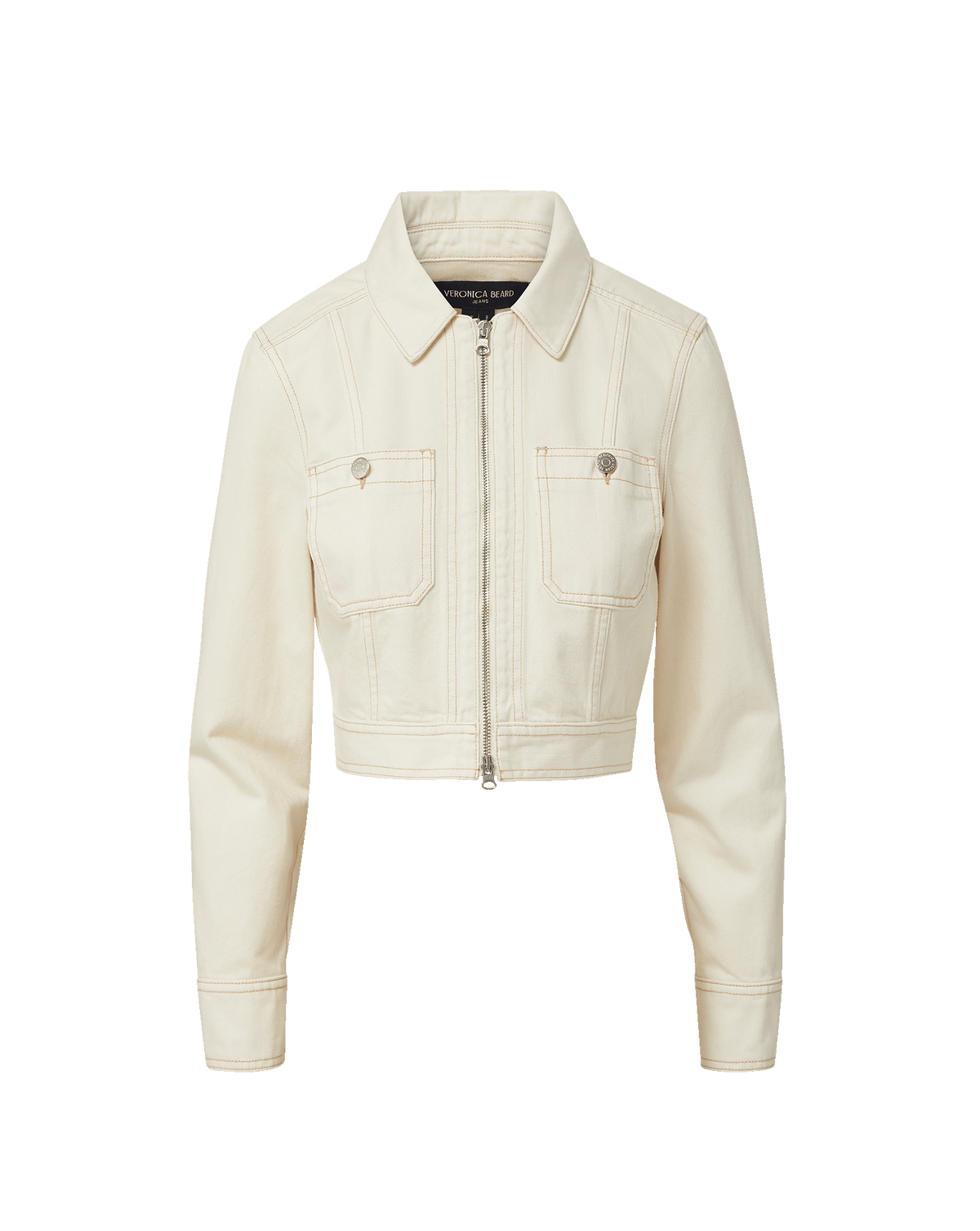 Veronica Beard | Patty Cropped Moto Jacket in Ecru Ecru