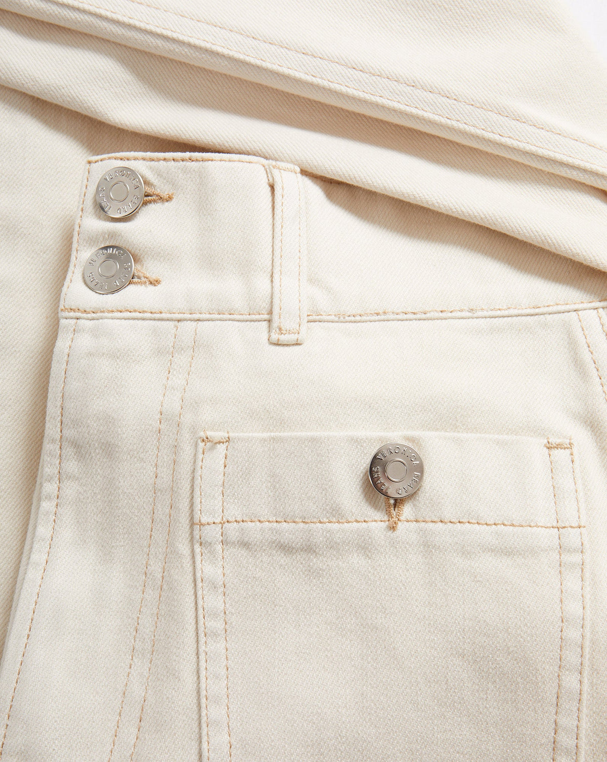 Veronica Beard | Taylor Patch-Pocket Wide-Leg Jean in Ecru Ecru