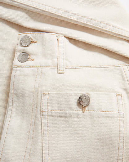 Veronica Beard | Taylor Patch-Pocket Wide-Leg Jean in Ecru Ecru