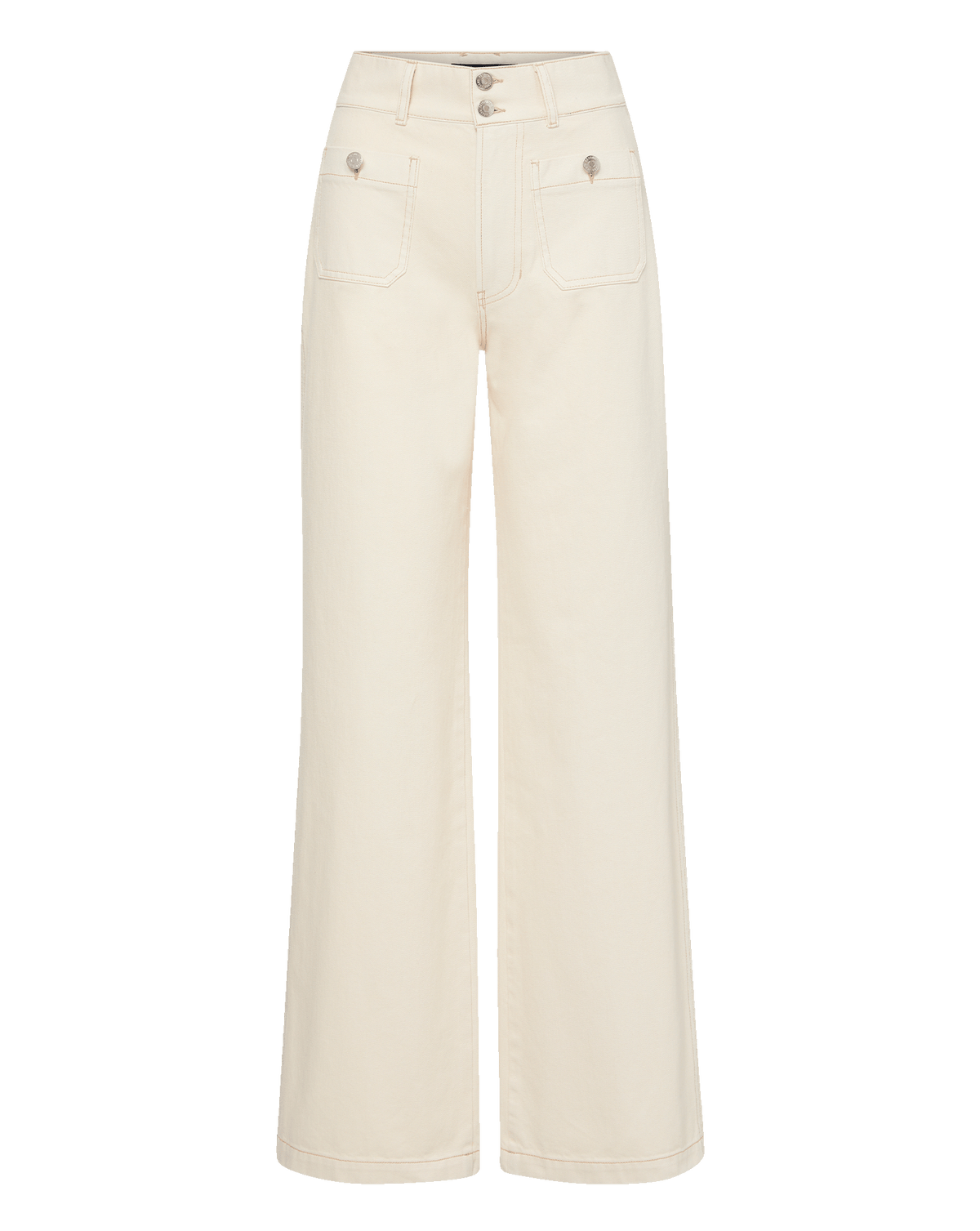 Veronica Beard | Taylor Patch-Pocket Wide-Leg Jean in Ecru Ecru
