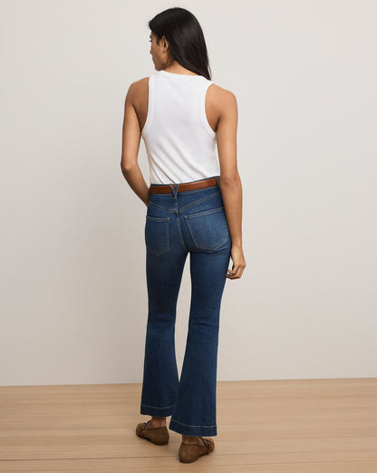 Veronica Beard | Carson Kick-Flare High-Rise Jean Bright Blue